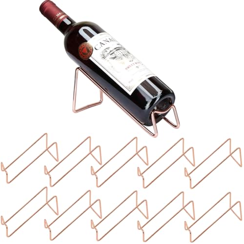 10 Pcs Metal Wine Rack Freestanding, for Hosting Holidays, Housewarming, Bridal Shower, Outdoor or Indoor staged Events or Parties. (Rose Gold) - color: Rose Gold, size: 10