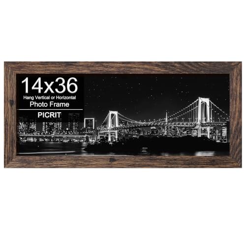 14x36 Poster Frame, Photo Frame for Wall Mounting, Rustic Brown | Fits 14x36 Panoramic Pictures and Posters, Clear Shatterproof Cover, Horizontal or Vertical Wall Mount, Gallery Wall, 1 Pack - color: Rustic Brown, size: 14x36