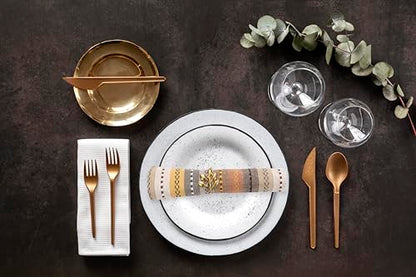 ACCENTHOME 100% Cotton Salsa Stripe Napkin Set of 6 18x18 inch Beige/Mustard Multicolour Dinner Napkins - Washable Soft Premium Hotel Quality Reusable Perfect Table Linen for Family Dinners Wedding | 100% Cotton Napkins, Adds A Finishing Touch, Economy Pa
