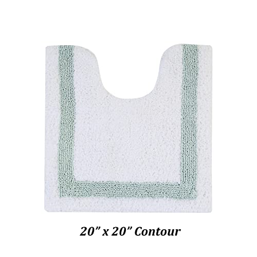 Better Trends Toilet Rugs U Shaped 100% Cotton 20" x 20" Bath Mats, White & Blue Contour Bath Mat - Tufted, Reversible & Absorbent & Machine Washable Bath Mats, Hotel Collection - color: White & Blue, size: 1'8" x 1'8" (20" x 20")
