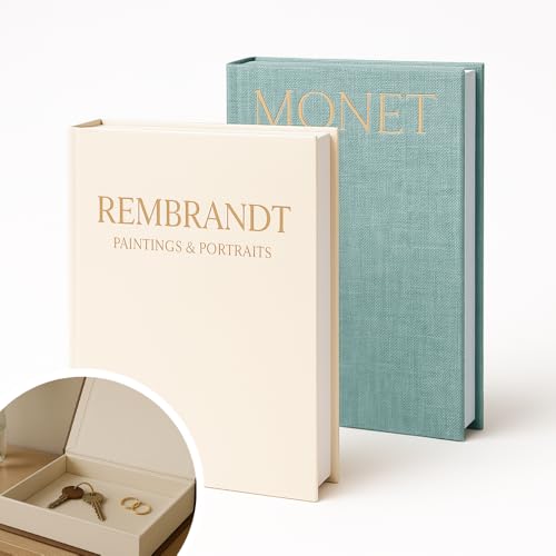 Faux Book Storage Boxes (2-Pack, Beige/Green) – Linen Decorative Books for Home Decor, Coffee Tables, Bookshelves, Photo Storage, Gifts, Keepsakes, Scrapbooking - color: (2-Pack, Beige/Green)