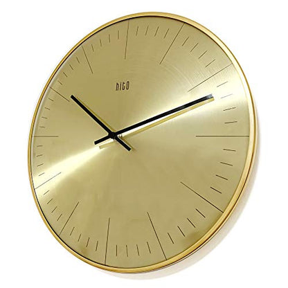 HITO Silent Non Ticking Wall Clock Glass Front Cover Accurate Sweep Movement 12 inch Modern Decorative for Kitchen, Living Room, Bathroom, Bedroom, Office (Gold 1)