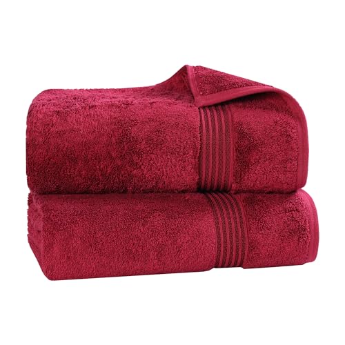 Superior Egyptian Cotton 2-Piece Bath Sheet Towel Set, Oversized Body Towels For Adults And Kids, Large Towel For Bath, Shower, Guest Bathroom, Spa, Gym, Resort, Essentials, Airbnb, Burgundy - color: Burgundy, size: Bath Sheet (2-Pack)