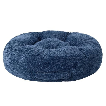 Floor Cushion Pillow, Portable Large | Meditation Adult Sitting Pillow with Handle for Tatami, Living Room & Yoga (1, Round, Dark Blue, 22 x 22 x 6 inches) - color: Round, Dark Blue