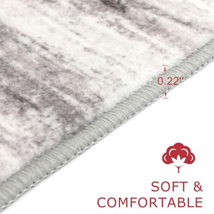 KOZYFLY Modern Abstract Hallway Runner Rug, 2.6x8 Washable Rug Runner Non-Slip Soft Striped Kitchen Runner Rugs, Print Grey/Light Beige/Brown Carpet Runner for Entryway Bathroom - color: Grey/Light Beige/Brown, size: 2'8" x 8' (Runner)