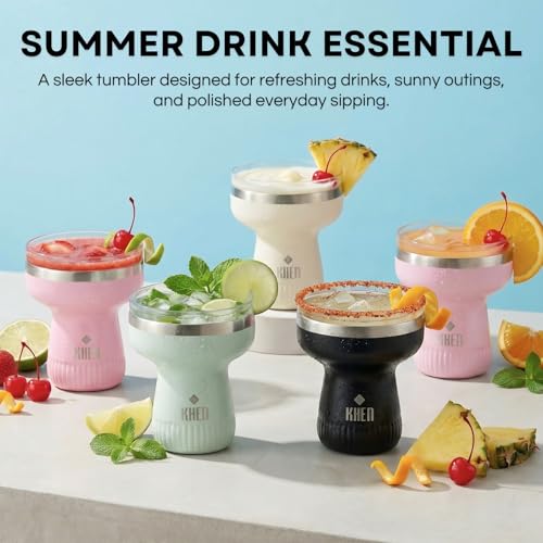 Double Wall Insulated Margarita Tumbler, Cocktail Cup - Cream Color, 16 oz | Keeps Drinks Cold 12+ Hours, Shatterproof, Portable, Travel Friendly Perfect for Margaritas, Martinis, Cocktails & Mix Drinks - color: Cream