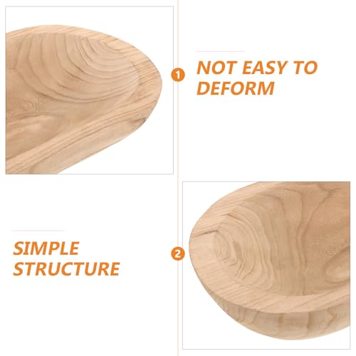 FOMIYES Wooden Dough Bowl Decorative Centerpiece Bowl Rustic Paulownia Wood Small Table Decor for Coffee Table Candle Display Home Accent