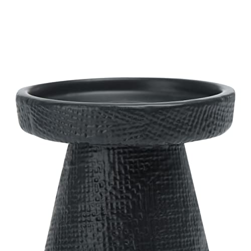 Main + Mesa Stoneware Pillar & Taper Candle Holders, Set of 2 - color: Black, size: Set of 2