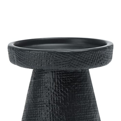 Main + Mesa Stoneware Pillar & Taper Candle Holders, Set of 2 - color: Black, size: Set of 2