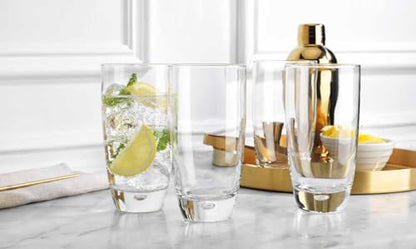 Glaver's Highball Glasses Set Of 4, 16 Oz. Drinking Glasses, Unique Water Glass Cups For Juice, Cocktails, Soda, Heavy Bottom Tumbler Glass - style: Rounded