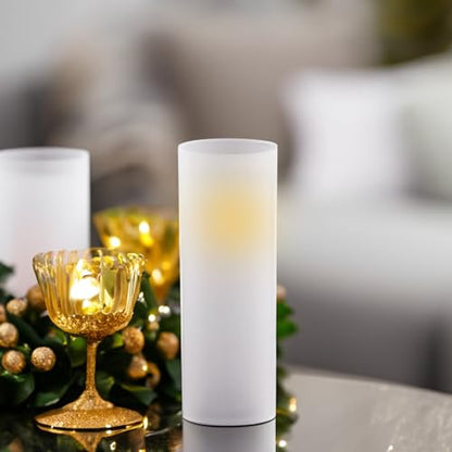 WGVI Hurricane Candle Holder Sleeve, W: 3", Ht: 10", Frosted Glass Cylinder Open Both Ends, Chimney Tube Shade, 2 Pieces - color: Frosted, size: 3x10"H