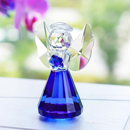 3.5'' Blue Crystal Guardian Angel Figurine,Glass Christmas Angel Ornaments - style: Blue Angel