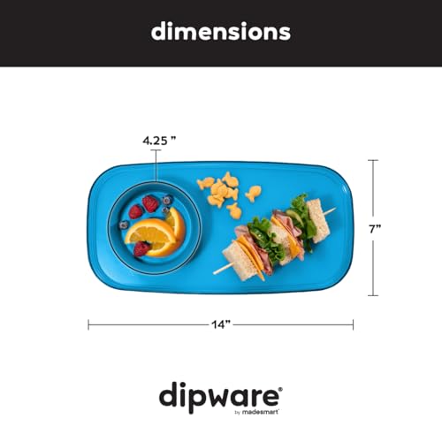 madesmart Dipware Small Reusable Serving Tray for Appetizers and Snacks, Food-Safe Small Appetizer Serving Platter with Removable Dip Bowl, Ocean (Pack of 6) - color: Translucent Ocean, size: Small (Pack of 6)