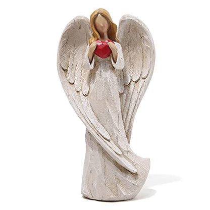 Hodao 8.75inch Resin Praying Angel Sculpture Figurine for Gifts Home Decoration Praying commemorating Angel Statue, exquisitely Carved and Hand-Painted Characters (with Hear) - style: with heart