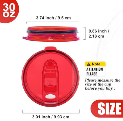 2 Replacement Lids for 30oz Stainless Steel Tumbler Lids - Only Replace The lid With A Top Diameter Of 3.91 inches (Bottom Diameter Of 3.74 inches) - color: 30OZ Seal (2 Red)
