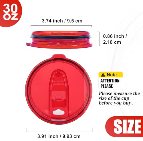2 Replacement Lids for Stainless Steel Tumbler Travel Cup, Leak and Spill resistant Lid-Only Replace The lid With A Top Diameter Of 3.91 inches (Bottom Diameter Of 3.74 inches) - color: 30OZ Seal (Red + Black)