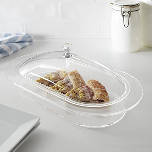 Clear Covered Oval Serving Food Tray | Servware with Lid Used for Appetizers, Snacks, and Shareable Entries | Perfect for Parties, Holidays, Celebrations, or Everyday Use