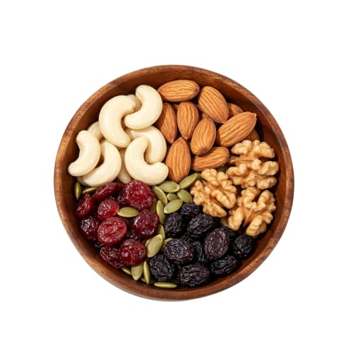Wooden Salad Bowl, Round Rustic Server | Dough & Fruit & Bread Serving Dish | Entryway Key Catch Tray | Multipurpose (Round Small Size) - color: Round Small Size