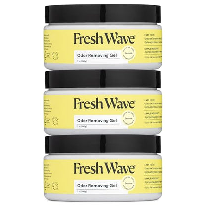 Fresh Wave Lemon Odor Eliminator Gel 3-Pk 7 oz - Air Freshener for Home | Plant-based essential oils. Lasts 15-30 days per jar. No plug-in needed. Pet-safe, closet and bathroom deoderizer. - size: 7 Fl Oz (Pack of 3)