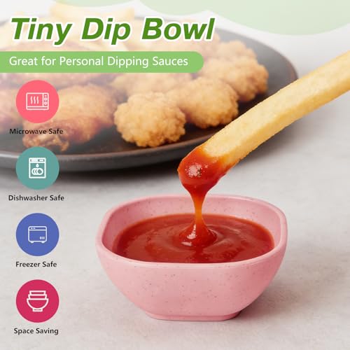 SHECIPIN 12 Pack Unbreakable Dipping Bowls, 4.5 OZ Soy Sauce Dishes，dipping sauce cups，small bowls for dips (pink) - color: Pink