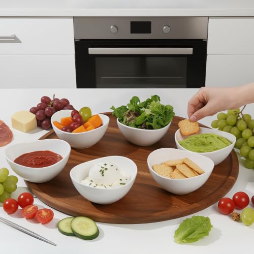 Samsle Porcelain Small Serving Bowls, 10 Ounce Dessert Bowls for Ice Cream Snacks Appetizer Candy Dishes, Dishwasher Safe Durable Ceramic White Bowl for Party, Set of 6 - size: Small（10oz）