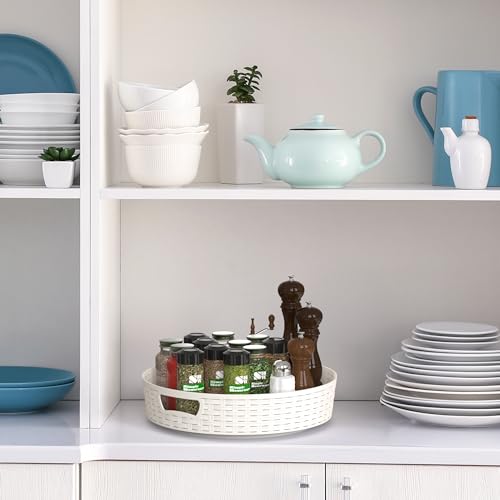 Simple Houseware 12-Inch Multifunctional Non-Skid Storage Lazy Susan, White