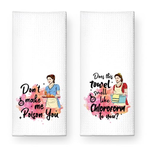 Don't Make Me Poison You Funny Kitchen Towels 2 Pack, Cute New House Gift for Hostess, Mother's Day Birthday Housewarming Gift for Mom Auntie Friends, Small, Ikts006 - color: Dont Make Set