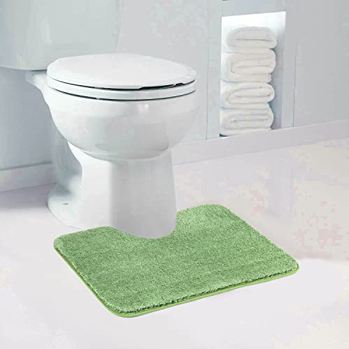 Walensee Shaggy 2 Piece Bath Rug Set (Sage Green) - 20 x 24 U Shape Contour Rug & 20 x 32 Bath Mat - Machine Wash/Dry - Plush Absorbent Non Slip - color: Sage Green
