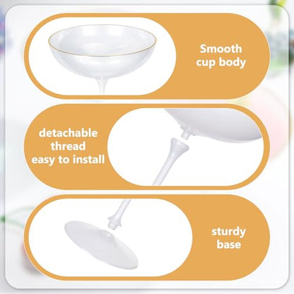 LemonRoad 24 Pcs Plastic Coupe Glasses 9 oz Disposable Martini Glasses for Cocktails, Champagne, Desserts and Espresso, Drinkware Set for Weddings, Birthday Parties, Home Bars (Pearl White) - color: Pearl White