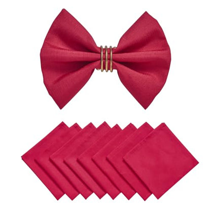 DarkRed 17x17 Polyester Linen Farmhouse Cloth Napkins Set of 8 | Waterproof, Stain Resistant, Shrink Proof, Washable, fabric, Outdoor, Reusable, Dining, Wedding, Kitchen, Party, Birthday - color: Darkred