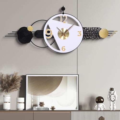 51x21 Inch Modern Abstract Silent Wall Clock Battery Powered | Quartz Movement, Bold Analog Dial, for Bedroom, Hallway, Home Office, Entryway, and Housewarming Gifts - color: O - 51x21 in