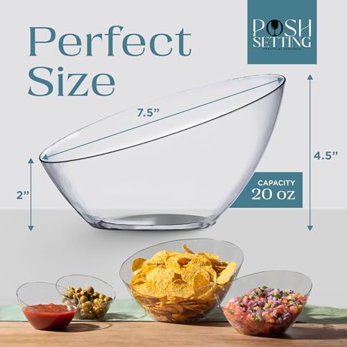 5 Pack Clear Angled Plastic Serving Bowl Disposable for Party Table 20oz | Angled Bowl Design. Chip, Candy, Salad & Fruit Use. Disposable Party Tableware. Buffet & Wedding Serving. Clear Plastic. - color: Clear, size: Medium 20 OZ
