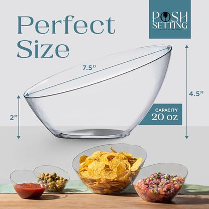 5 Pack Clear Angled Plastic Serving Bowl Disposable for Party Table 20oz | Angled Bowl Design. Chip, Candy, Salad & Fruit Use. Disposable Party Tableware. Buffet & Wedding Serving. Clear Plastic. - color: Clear, size: Medium 20 OZ