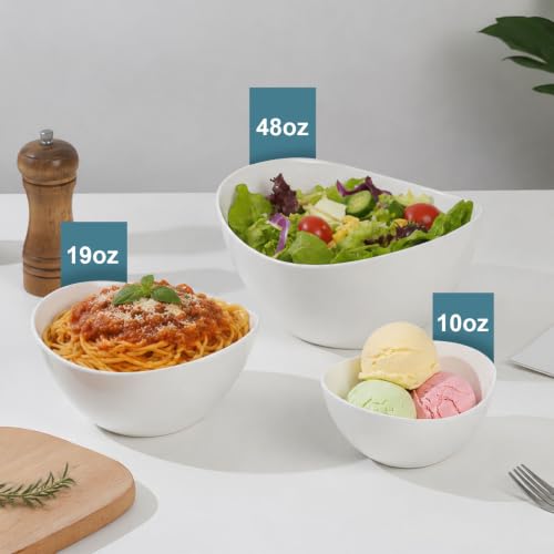 Samsle Porcelain Small Serving Bowls, 10 Ounce Dessert Bowls for Ice Cream Snacks Appetizer Candy Dishes, Dishwasher Safe Durable Ceramic White Bowl for Party, Set of 6 - size: Small（10oz）