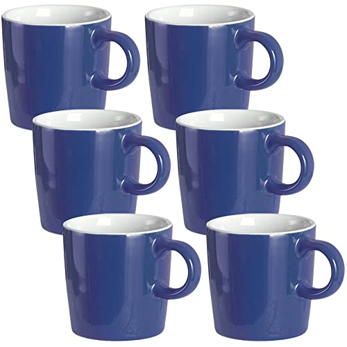 homEdge Mini Porcelain Espresso Cup, 4 Ounces / 120 ml Tiny Ceramic Coffee Mugs Demitasse for Espresso, Tea- Set of 6, Navy - color: Navy