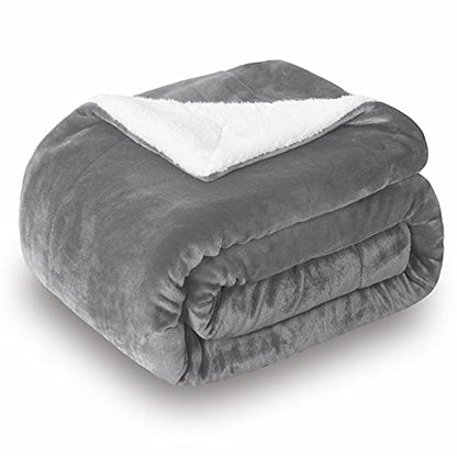 Sherpa Fleece Throw Blanket, Grey, 50x60 inches | Double-Sided Super Soft Luxurious Plush Blanket Throw Size - color: Gray, size: 50"×60"