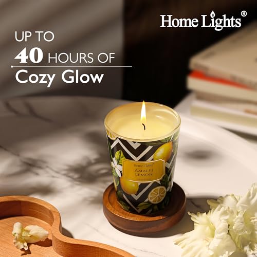 HomeLights Large jar Candle | 1-Wick Long-Lasting Scented Candles, 6.7oz Natural Soy Wax Candle for Home Scented, Eclectic Mixed Styles Gifts for Women & Men, Amalfi Lemon - color: Amalfi Lemon
