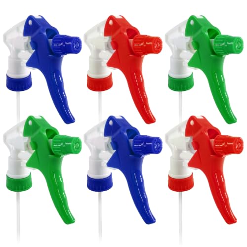 ALPENKOK Spray Bottle Nozzle Replacement 6 Pcs, 8-32oz Bottles (Multicolor) | Replacement Trigger Sprayer Heads for Bottles; Fits 28-400 Thread, Trim-to-Fit Tube; for Cleaning, Garden & Pet Carefor - color: 6 Pcs Multicolor v1