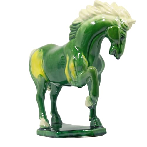 Handmade Ceramic Glazed Horse Sculpture for Home & Office Décor 8 in Green | Cultural Art Piece,Museum Collection Inspired for Home and Office Decor - color: Green