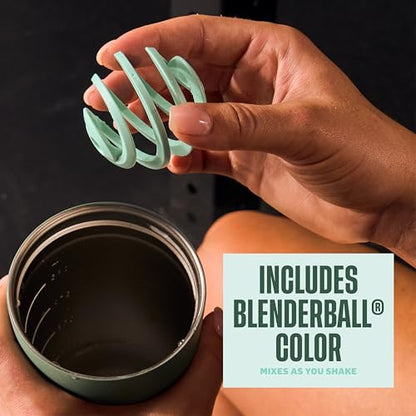 BlenderBottle Tumbler 2-in-1 Stainless Steel Shaker Bottle 24 oz, Sea Glass | Leak-Proof with Straw Removed | Blenderball Whisk Technology | Sip or Chug Spout | Protein | Greens | Hydration - color: Seaglass, size: 24 Ounces
