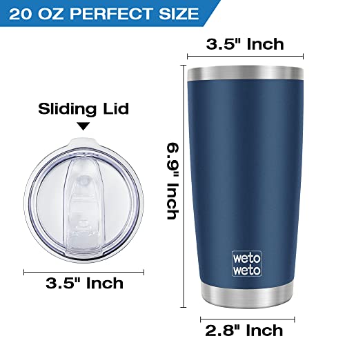 WETOWETO 20oz Tumbler, Stainless Steel Vacuum Insulated Coffee Travel Mug, Double Wall Powder Coated Insulated Coffee Mug Travel Mug with Lid Thermal Cup for Outdoor (Navy Blue, 1 Pack) - color: A1-Navy Blue, style: Tumbler, 1 Lid