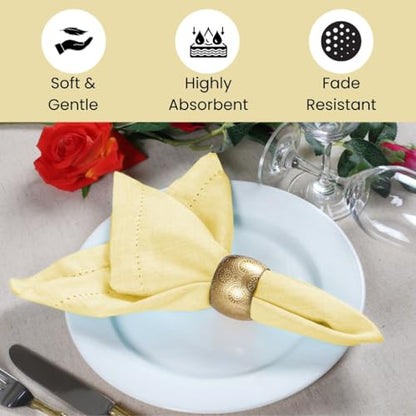 Cloth Dinner Napkins 100% Cotton Set of 6 - Soft Durable Washable - Ideal for Farmhouse Parties Wedding Christmas Easter - Perfect Everyday Use Table Cloth Napkins 18x18 Yellow - color: Yellow