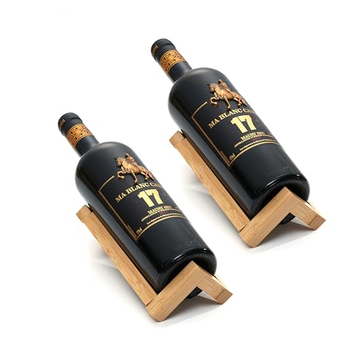 Single Wine Bottle Holder, Personalized Bamboo Wine Bottle Holder Stand Display Table Top Wine Rack Countertop Wine Holders Organizer for Dining Table, Cabinet Etc