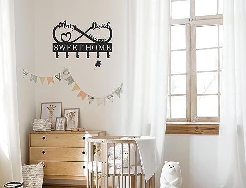Personalized Key Holder for Wall, Metal Infinity Heart Key Hooks, Custom Name Key Rack, Key Hooks for Wall, Coat Rack, Key Holder Wall Hanging, Key Wall Holder, Housewarming Gift Wedding Gifts - color: Design 2