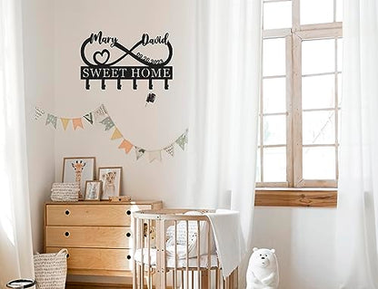 Personalized Key Holder for Wall, Metal Infinity Heart Key Hooks, Custom Name Key Rack, Key Hooks for Wall, Coat Rack, Key Holder Wall Hanging, Key Wall Holder, Housewarming Gift Wedding Gifts - color: Design 2