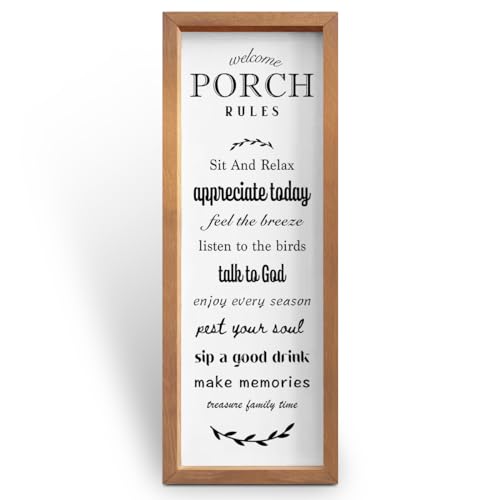 Porch Decor Rustic Country Wooden Framed Sign Outdoor Back Porch Decoration Farmhouse Wall Decor Accessories for Home Office Patio Garden Door Entryway - color: White873
