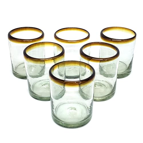 Amber Rim 10 oz Tumblers (set of 6), Recycled Glass, Lead-free, Toxin-Free (Tumbler) - style: 10 oz Tumbler