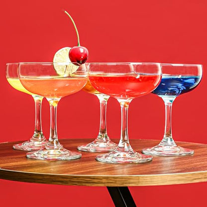 Coupe Champagne and Cocktail Glasses Set of 6, 7 oz | Daiquiri Manhattan Glasses Martini Drinking Set for Parties, Bars and Gifts - size: Set of 6, 7 oz