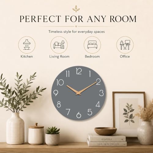 cicininc 8 Inch Battery Operated Wall Clock, Silent Analog, Gray | Kitchen | Office | Bedroom | Bathroom | Small Size | Easy-to-read Numbers - color: A_gray, size: 8"