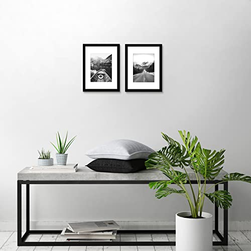 Americanflat 9x12 Picture Frame 2-Pack - Matted to 6x8 - Black | Slim Molding construction, Polished plexiglass front, wall or tabletop display with included easel, sawtooth hangers included - color: Black, size: 9x12